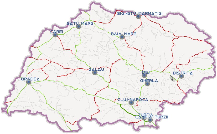 Reteaua de drumuri in Regiunea Nord Vest